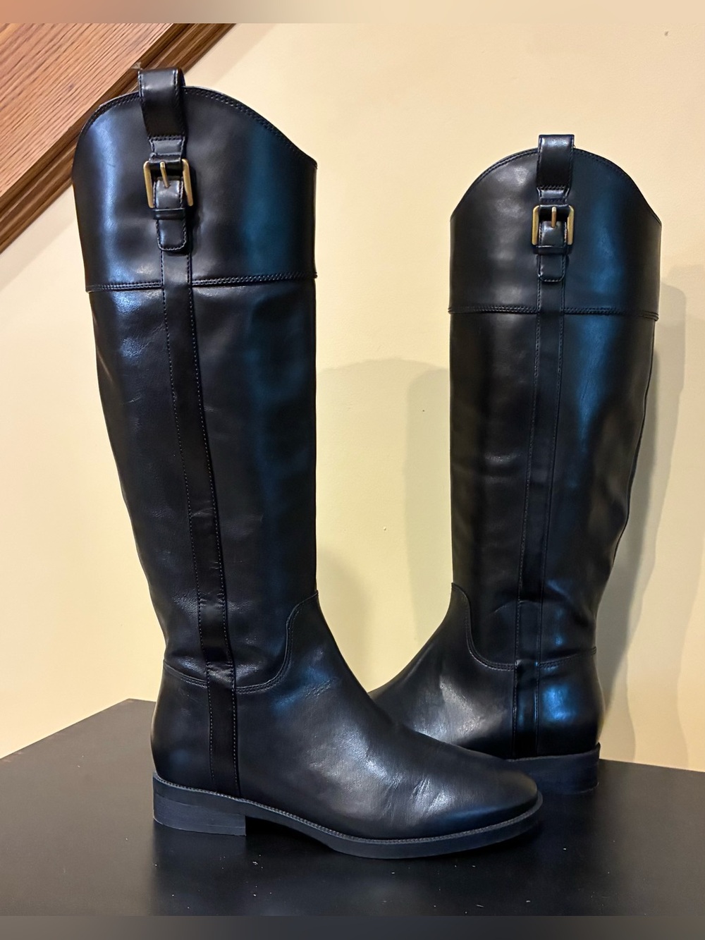 Vionic Phillipa Tall Black Leather Riding Boots, Water Repellent SZ. 7 women’s
